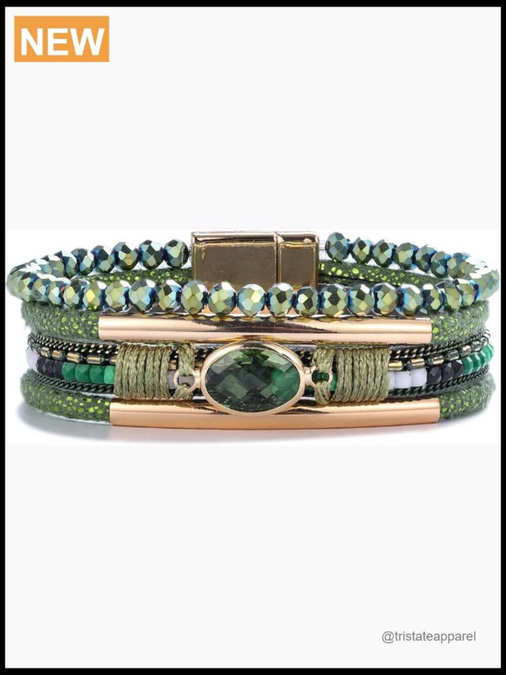 Leather Wrap Bracelet Crystal Beads Boho Cuff Stone Charm Jewelry Clasp